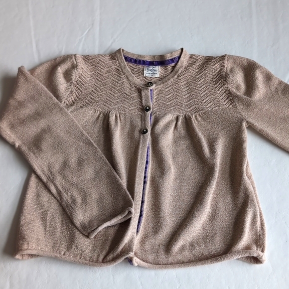 Mini Boden Cream w/ Silver Thread Long Sleeved Cardigan Girl's Size 7 - Picture 1 of 10